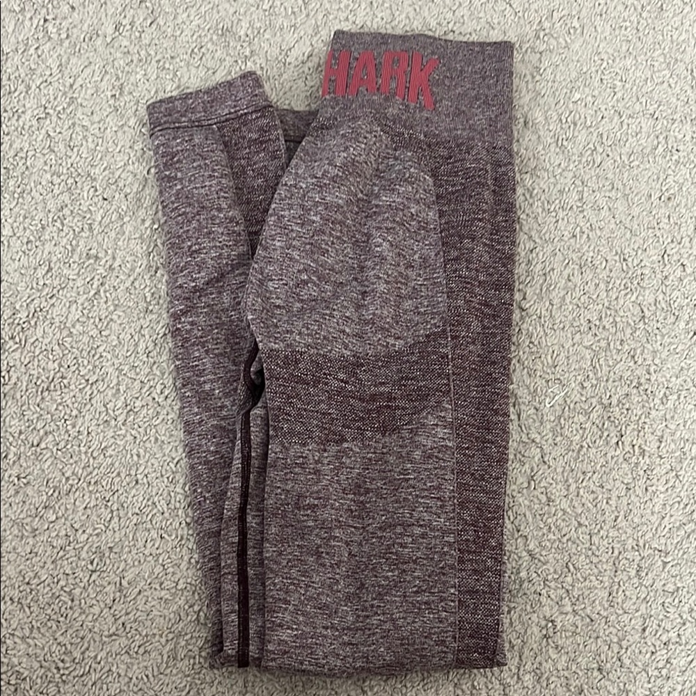 Gymshark Red Leggings with Stretchy Material and Full Length Design